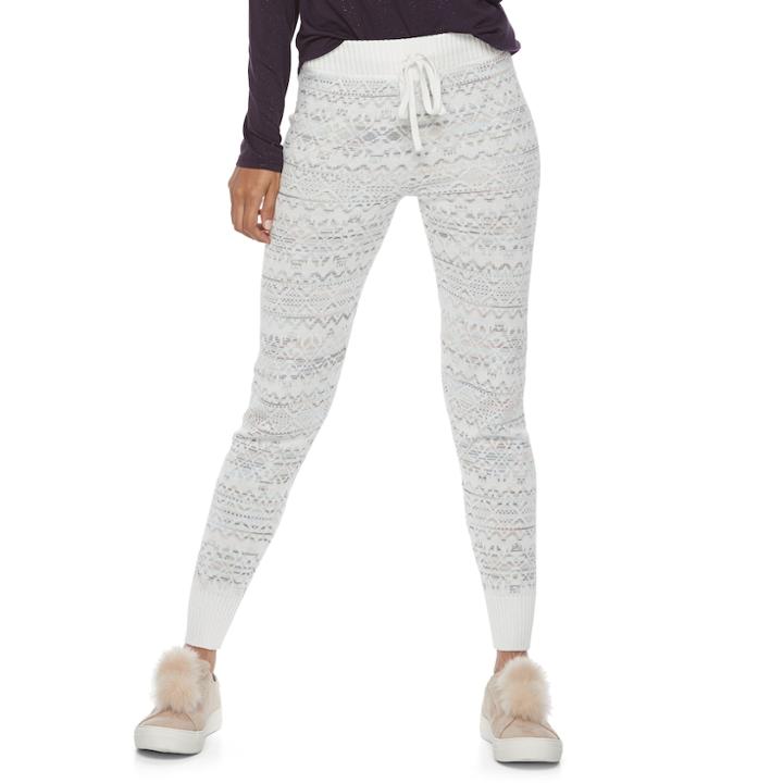 Juniors' So&reg; Drawstring Sweater Leggings, Teens, Size: Large, White