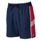 Men's Adidas Colorblock Microfiber Volley Swim Trunks, Size: Small, Red Overfl