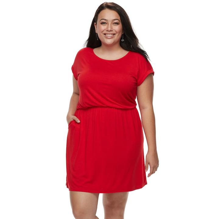 Plus Size Apt. 9&reg; Cinched T-shirt Dress, Women's, Size: 0x, Med Red