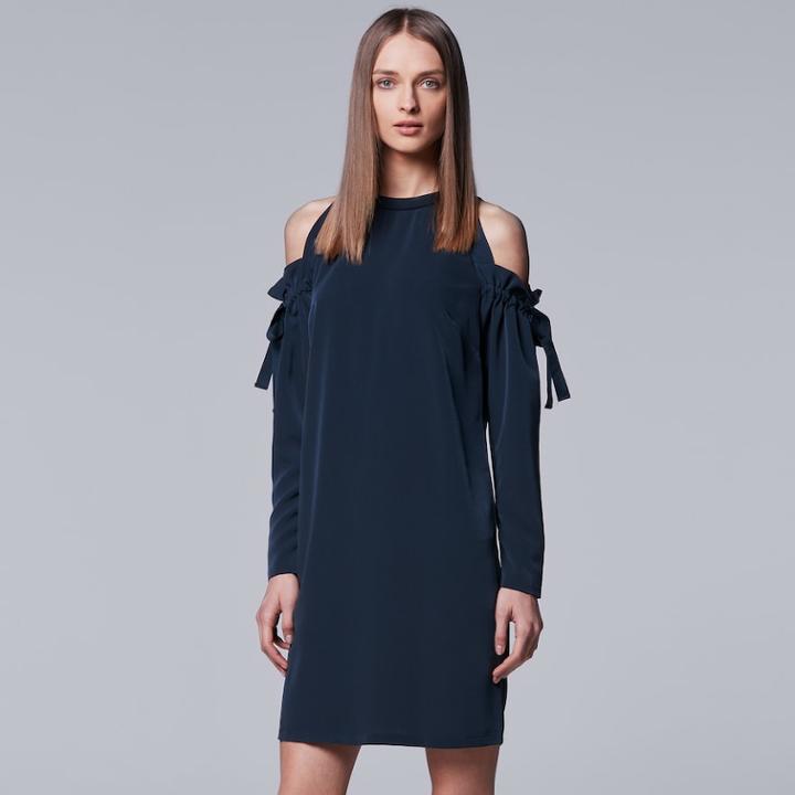 Women's Simply Vera Vera Wang Cold Shoulder Dress, Size: Xl, Blue (navy)