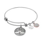 Love This Life Crystal Family Tree Charm Bangle Bracelet, Women's, Silver