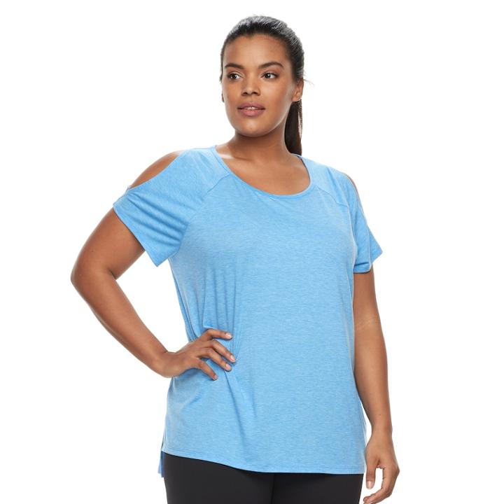 Plus Size Tek Gear&reg; Cold-shoulder Tee, Women's, Size: 2xl, Med Blue