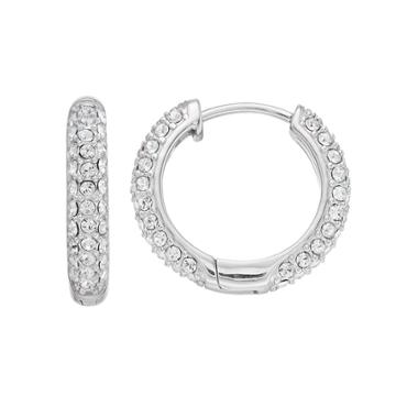 Diamond Splendor Sterling Silver Crystal & Diamond Accent Hoop Earrings, Women's, White