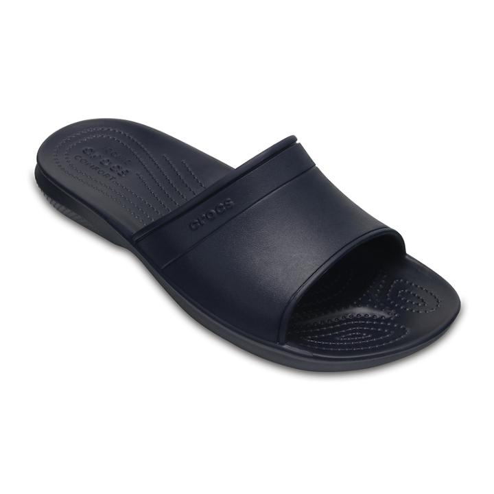 Crocs Classic Men's Slide Sandals, Size: M8w10, Blue (navy)