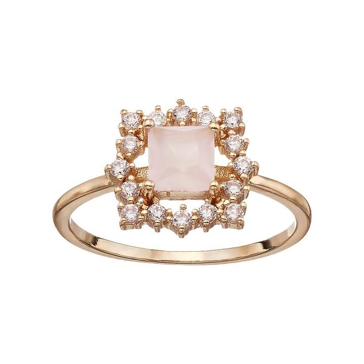 Lc Lauren Conrad Pink Square Halo Ring, Women's, Size: 7