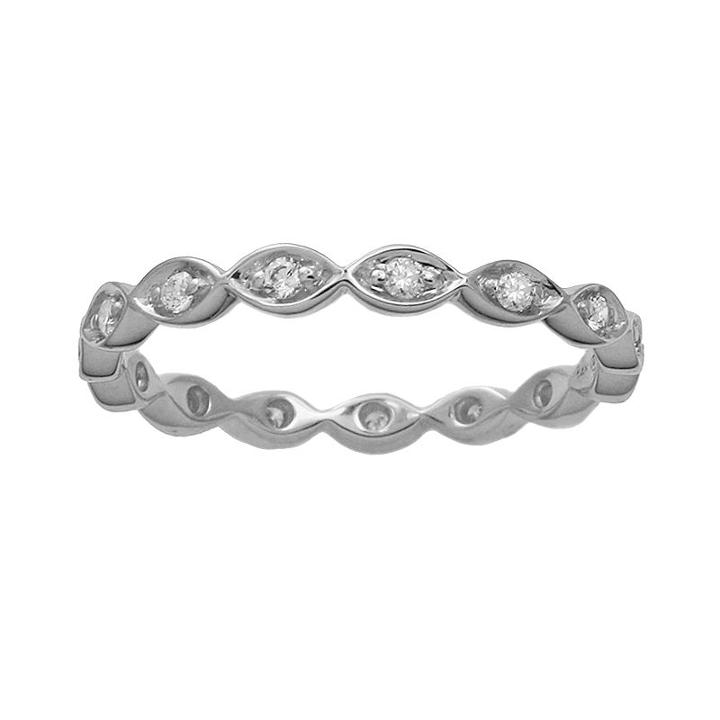 10k White Gold 1/5-ct. T.w. Diamond Scalloped Eternity Wedding Ring, Women's, Size: 7