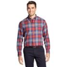 Men's Izod Classic-fit Plaid Flannel Button-down Shirt, Size: Medium, Brt Red