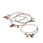 Leaf Charm Bangle Adjustable Bracelet Set, Women's, Multicolor