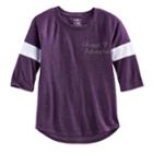 Girls 7-16 & Plus Size So&reg; Striped 3/4-sleeve Graphic Tee, Size: 12 1/2, Purple
