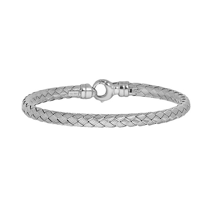 Sterling Silver Basket Weave Chain Bracelet, Women's, Size: 7.25, Grey