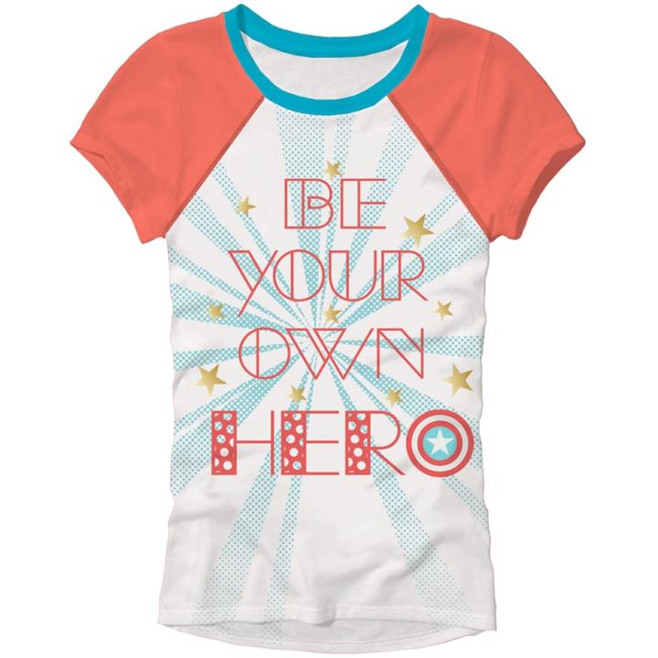 Girls 4-6x Marvel Captain America Be Your Own Hero Tee, Size: 6x, Natural