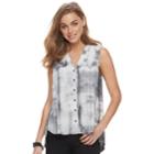 Women's Rock & Republic&reg; Tie-dye Tulip-back Shirt, Size: Medium, White