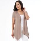 Women's Ab Studio Crochet Back Cardigan, Size: Regular, Beige Oth