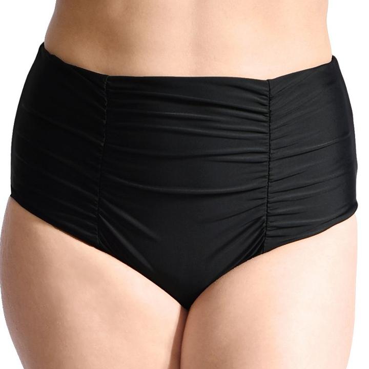 Plus Size Mazu Swim Tummy Slimmer Ultra High-waisted Ruched Brief Bottoms, Women's, Size: 18 W, Black