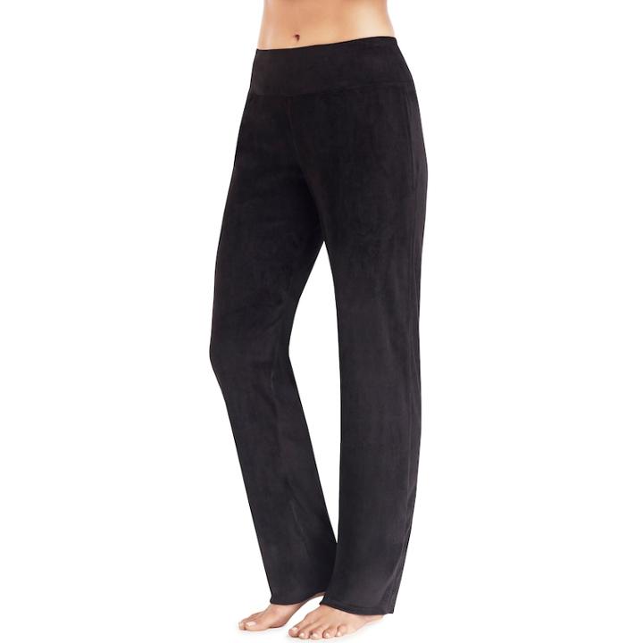 Women's Cuddl Duds Plush Velour Pants, Size: Regular, Black