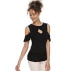 Juniors' Candie's&reg; Cold-shoulder Ruffle Top, Teens, Size: Xs, Black