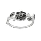 Sterling Silver Marcasite Flower Ring, Women's, Size: 9, Grey