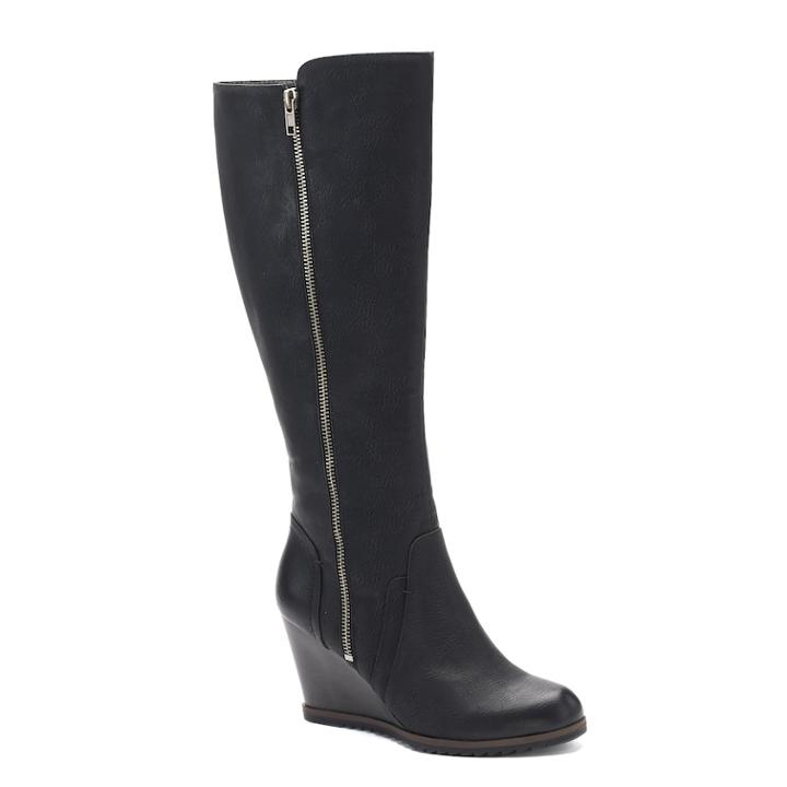 Sonoma Goods For Life&trade; Natalie Women's Wedge Knee High Boots, Size: 11, Black