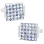 Lapis And Mother-of-pearl Checkered Cuff Link, Men's, Blue