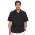 Men's Havanera Guayabera Embroidered Four-pocket Button-down Shirt, Size: Large, Black