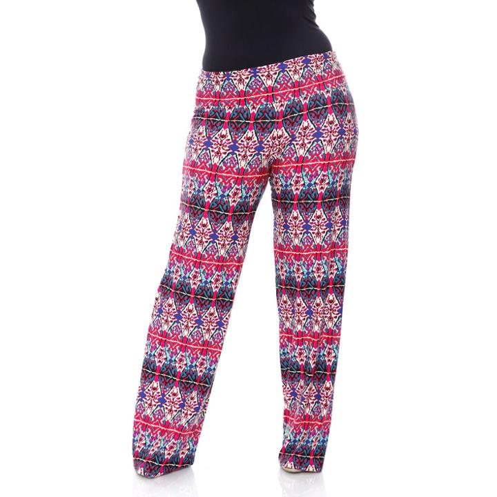 Plus Size White Mark Solid Palazzo Pants, Women's, Size: 3xl, Dark Pink