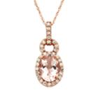 10k Rose Gold Morganite 1/5 Carat T.w. Diamond Oval Pendant Necklace, Women's, Size: 18, Pink