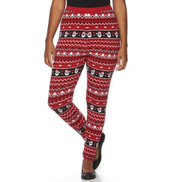 Plus Size Us Sweaters Santa Fleece Leggings, Women's, Size: 1xl, Red Other