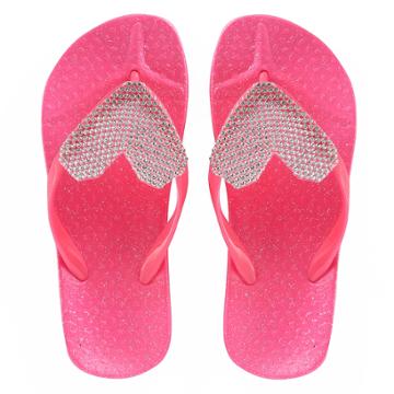 Girls 4-16 Elli By Capelli Gem Heart Jelly Flip Flops, Size: 1/2, Dark Pink