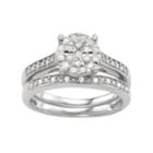 Sterling Silver 1/3 Ct. T.w. Diamond Engagement Ring Set, Women's, Size: 7, White