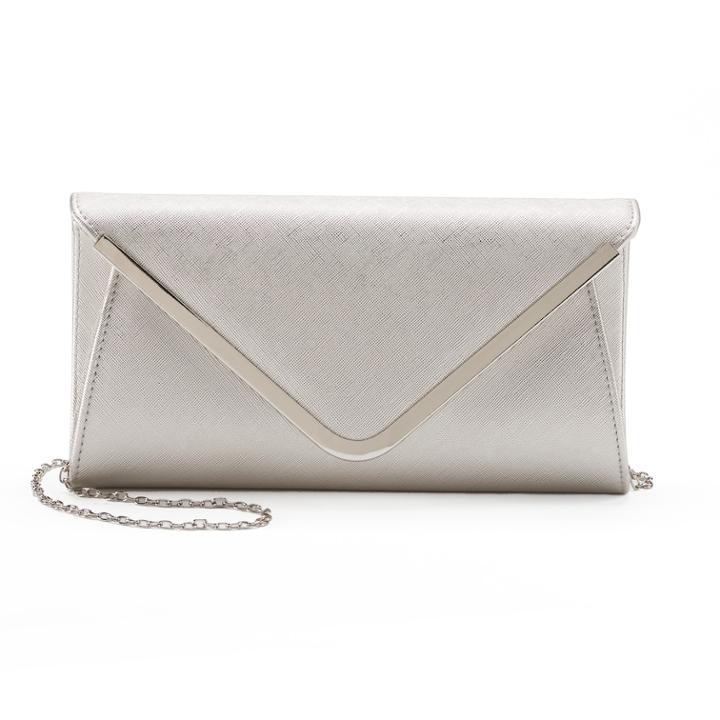 Lenore By La Regale Textured Faux Leather Envelope Clutch, Women's, Silver