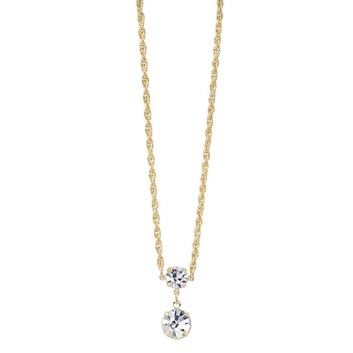 1928 Crystal Gold-tone Double Drop Necklace, Women's, Size: 16, Yellow