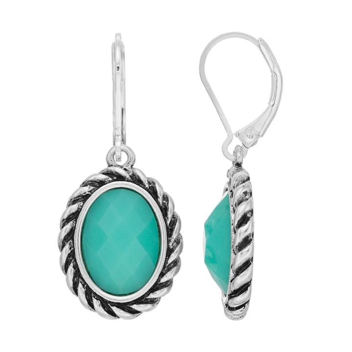 Dana Buchman Colorful Inlay Oval Drop Earrings, Women's, Blue