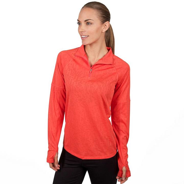 Women's Jockey Sport Jacquard Half Zip Running Jacket, Size: Small, Med Orange