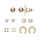Lc Lauren Conrad Horseshoe & Solitaire Nickel Free Stud Earring Set, Women's, Gold