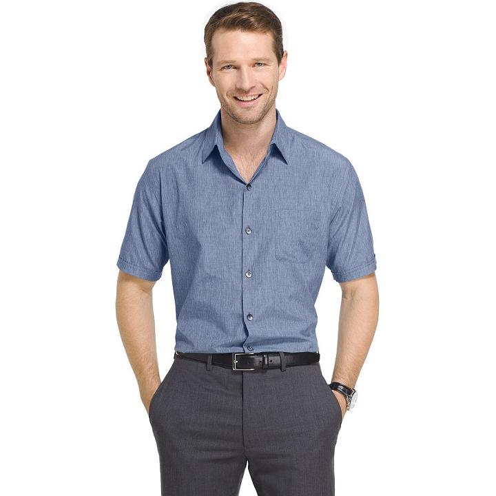 Men's Van Heusen Air Wovens Classic-fit Poplin Performance Button-down Shirt, Size: Medium, Blue Other