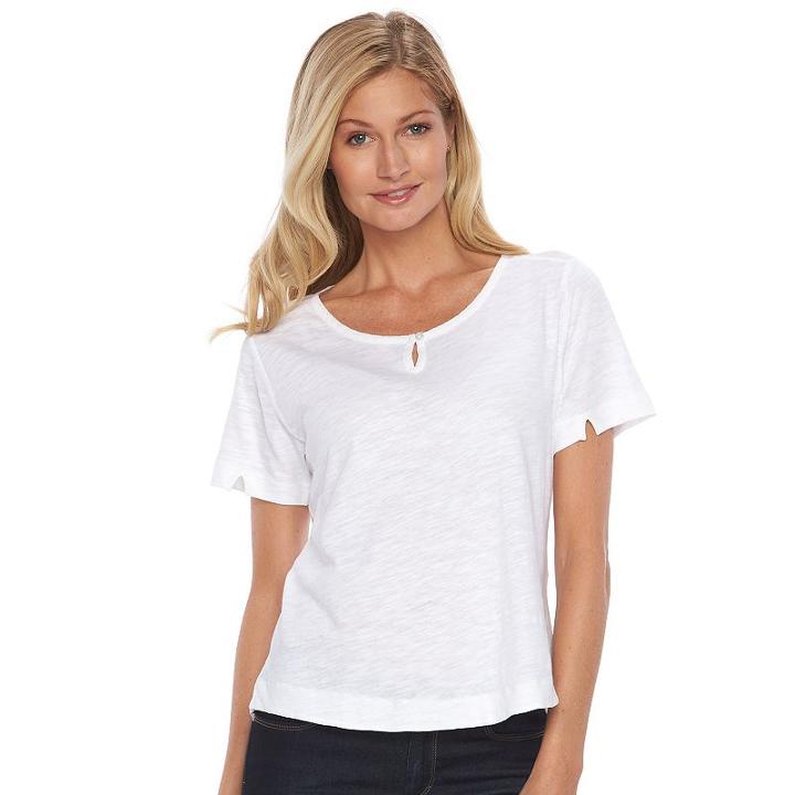 Women's Woolrich Bell Canyon Keyhole Tee, Size: Large, White