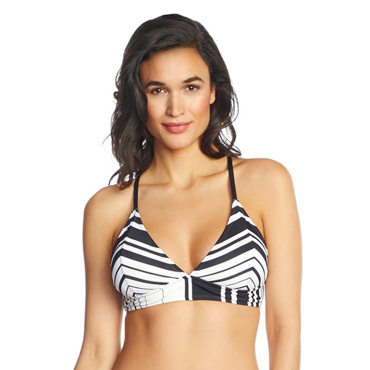 Women's Apt. 9&reg; Striped Triangle Bikini Top, Size: Small, Black
