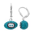 Carolina Panthers Crystal Sterling Silver Football Drop Earrings, Women's, Multicolor
