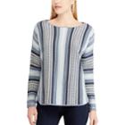 Women's Chaps Striped Boatneck Sweater, Size: Medium, Blue (navy)