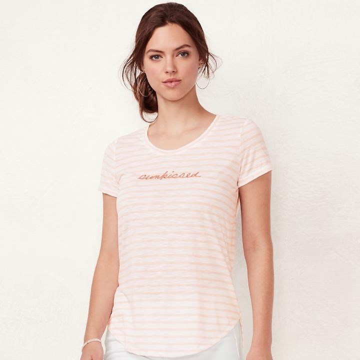 Women's Lc Lauren Conrad Slubbed Graphic Tee, Size: Small, Pink