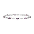 Amethyst & Diamond Accent Sterling Silver Station Bracelet, Women's, Size: 7.5, Purple