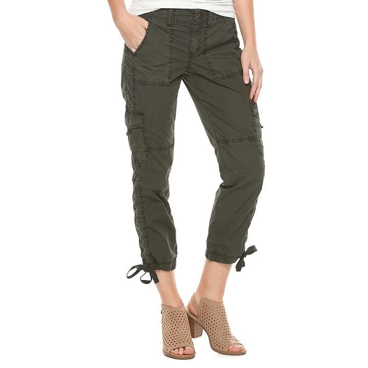 Women's Sonoma Goods For Life&trade; Drawstring Cuff Capris, Size: 14, Green