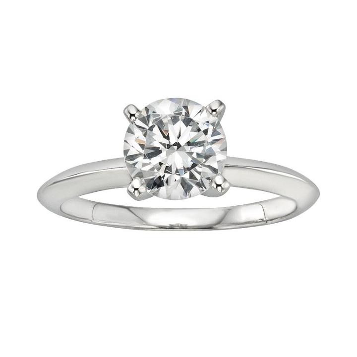 Diamonore Simulated Diamond Solitaire Engagement Ring In Sterling Silver (1 1/2 Ct. T.w.), Women's, Size: 7, White