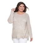 Plus Size Dana Buchman Mixed-stitch Crewneck Sweater, Women's, Size: 3xl, White
