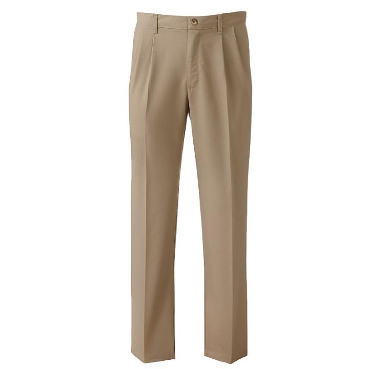 Big & Tall Lee Total Freedom Classic-fit Stain-resist Pleated Pants, Men's, Size: 54x32, Beig/green (beig/khaki)