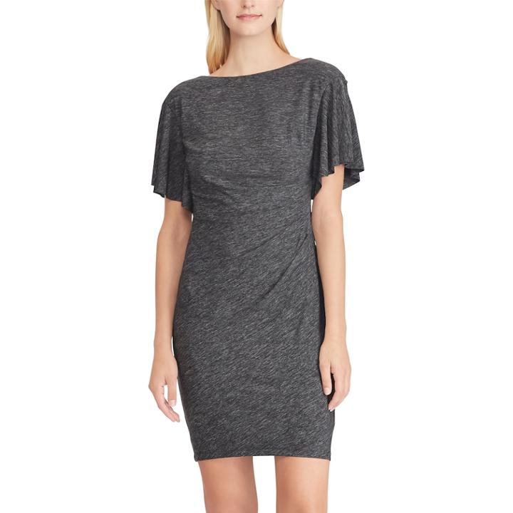 Women's Chaps Flutter-sleeve Ruched Sheath Dress, Size: Xs, Med Grey