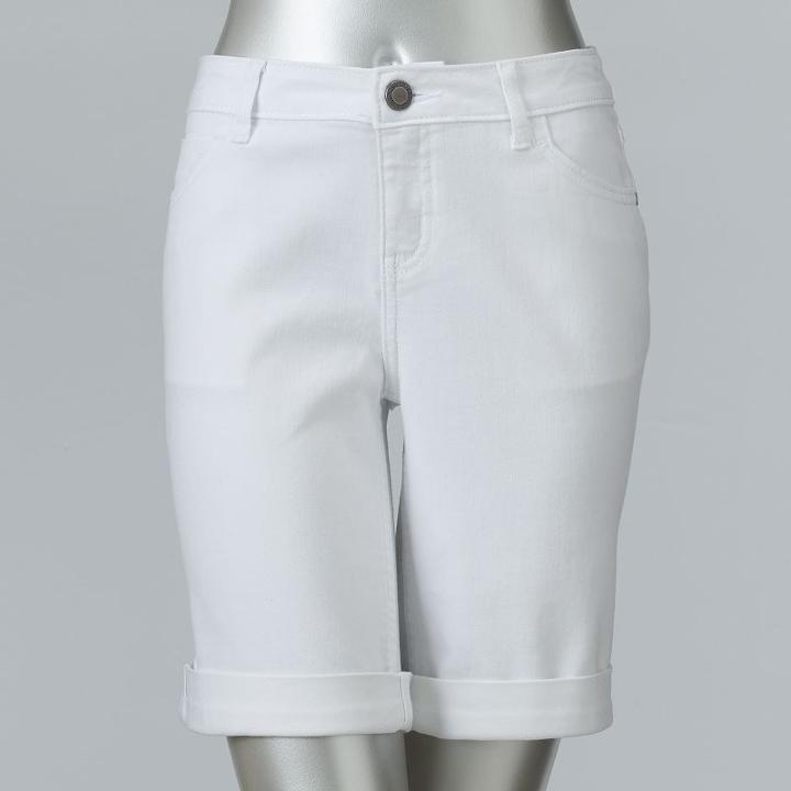 Women's Simply Vera Vera Wang Cuffed Bermuda Jean Shorts, Size: 12, White