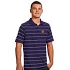 Men's Antigua Clemson Tigers Deluxe Striped Desert Dry Xtra-lite Performance Polo, Size: Medium, Drk Purple