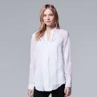 Women's Simply Vera Vera Wang Embroidered Chiffon Top, Size: Xl, White