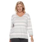Plus Size Croft & Barrow&reg; V-neck Pullover, Women's, Size: 3xl, Light Grey
